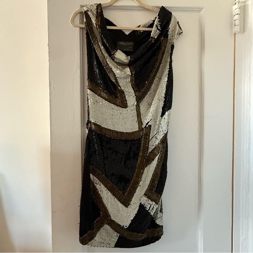 All Saints Sequin Dress in Black, Gold, and Silver size 8